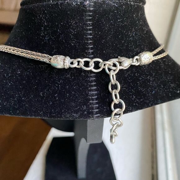 BRIGHTON Silver Rectangle Double Strand Deco Lace Necklace - Picture 6 of 8